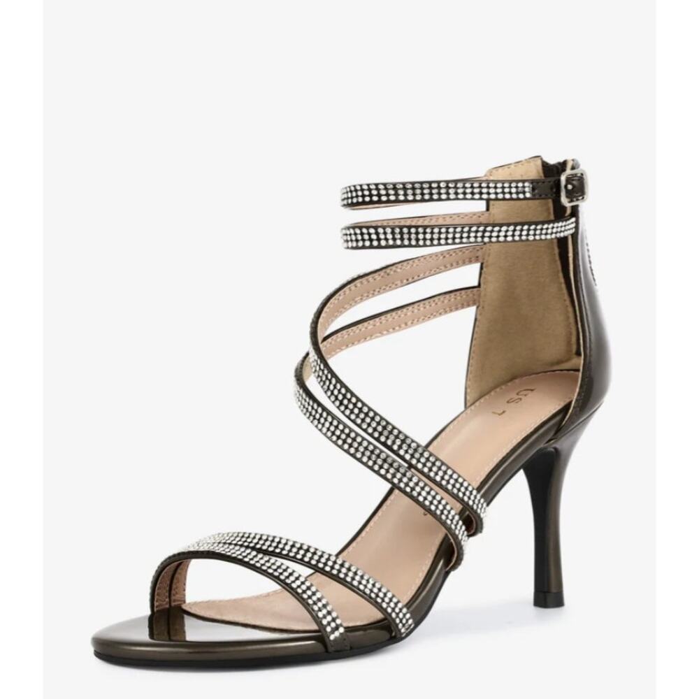Allegra K Sandals Womens‎ 11 Bronze Strappy High Heel Rhinestone Detail NEW